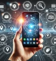 DALL·E 2025-02-05 21.19.37 - A wide digital marketing concept image featuring a smartphone at the center, surrounded by icons representing mobile SEO, social media advertising, ap